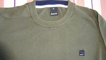 Sweter Bench 100% bawełna khaki pod szyję