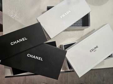 Pudełka po okularach Chanel Prada Celine