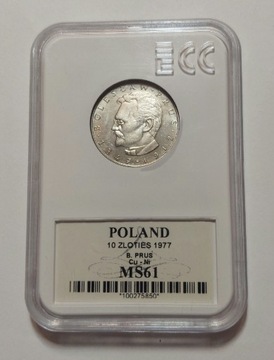 10 złotych 1977 - Bolesław Prus (st.1)