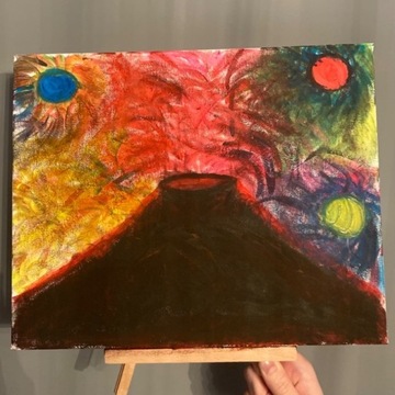 Obraz oryginał na płótnie  „wulkan i walka”