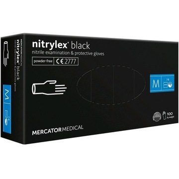 RĘKAWICZKI MERCATOR MEDICAL BLACK ROZM. M 100SZT