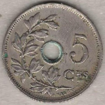 Belgia 5 centymów centimes 1928 Q 19 mm nr 3