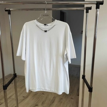 T-shirt bluzka Aszmi style biała aplikacja 