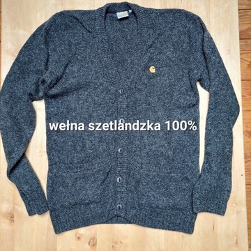 Carhartt kardigan wełniany wełna szetlandzka L