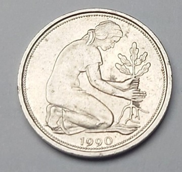 Moneta, Niemcy, 50 Pfennig, 1990