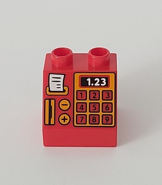Lego Duplo klocek czerwony 1X2 kasa