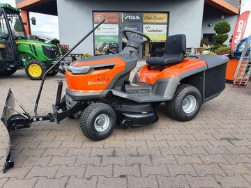 Traktor ogrodowy kosiarka Husqvarna TC114 pług śn.