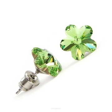 Kolczyki srebrne sztyft Flower Peridot Swarovski