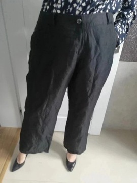 Lniane spodnie 50 Taifun  czarne piękne 
