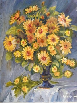 Obraz olejny - "Żółte kwiaty"