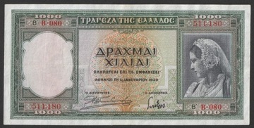 Grecja 1000 drachm 1939 - 