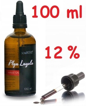 PŁYN LUGOLA 12% 100ml JOD CZYSTY CZDA PIPETA 