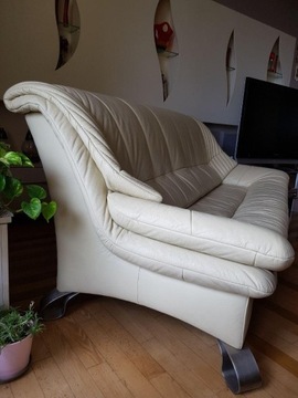 OKAZJA sofa ze skóry naturalnej + pokrowiec gratis