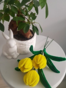 TULIPAN KWIAT ŻÓŁTY WYRÓB HANDMADE URODZINY  