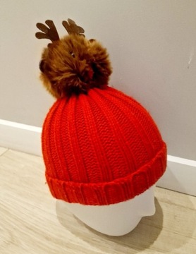 Jak nowa czapka dla dziewczynki czerwona Renifer