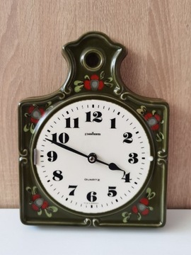 zegar ceramiczny ścienny Pallas, vintage, sprawny 
