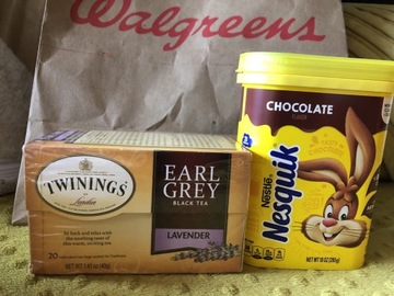 Black Tea, Earl Grey, Lavender Nesquik czekoladowy