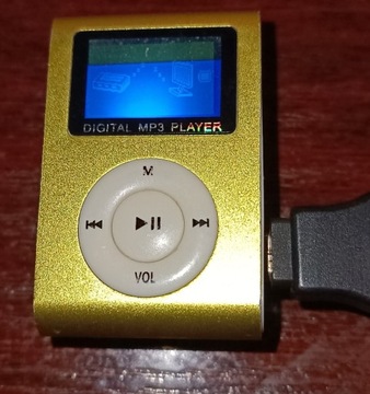 Mini odtwarzacz mp3 z wyświetlaczem zepsuty, żółty