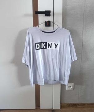 Koszulka t-shirt damski DKNY niebieska błękitna 36