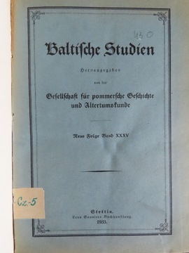 Baltische Studien, Neue Folge, Band XXXV, 1933