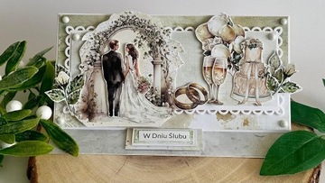 Kartka ślubna ręcznie robiona z kopertą w zestawie K4