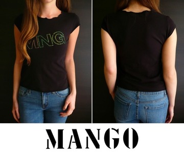 Czarna koszulka bluzka tshirt Mango S 36 cekiny