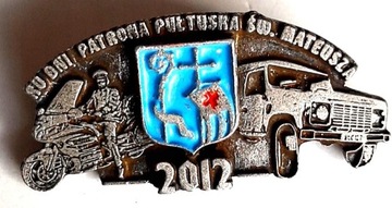 Pin motocyklowy 80 dni Patrona Św Mateusza Pułtusk