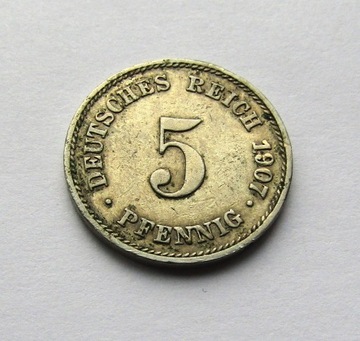 5 pfennig 1907J, Cesarstwo Niemieckie