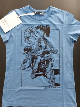 Love Moschino niebieski T-shirt bluzka IT42 38