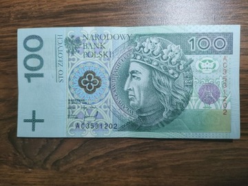 Banknot 100 zl Seria AC 1994