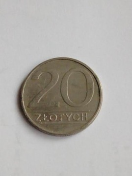 Moneta 20 zł 1986 r szeroka data PRL