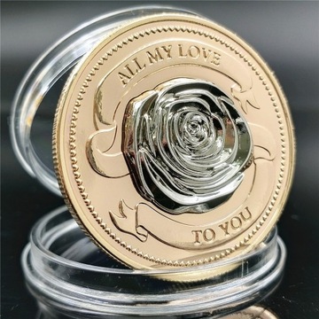 Trójwymiarowa róża moneta kolekcjonerska 