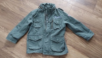 Kurtka parka wiosenna 4-5lat 110 cm khaki naszywki