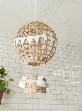 Lampa balon biały koronka handmade