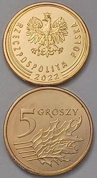 5 gr groszy 2022 mennicze - najniższy nakład 