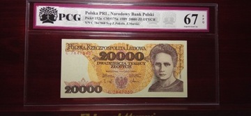 Banknot PRL 20000 zł grading PCG