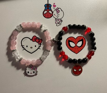 Bransoletki dla par hello kitty x spiderman sanrio