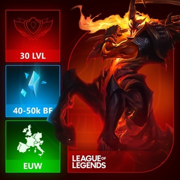 EUW 50K - 70K BE League of Legends LOL Smurf 30+ Unranked Free