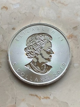 Moneta srebrna Kanadyjski Liść Klonu 2019 wklęsły 