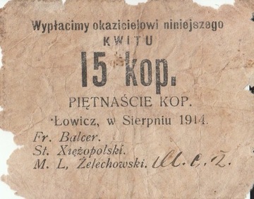 15 KOPIEJEK ŁOWICZ 1914  rok