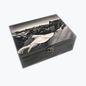Drewniana szkatułka - Alpejski widok - rękodzieło