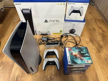 PS5+2 PADY+ŁADOWARKA+SŁUCHAWKI+GRY+GWARANCJA