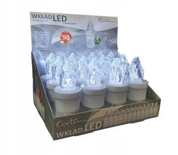 Wkłady LED 90 DNI ZNICZ ELEKTRYCZNY + BATERIE x 12