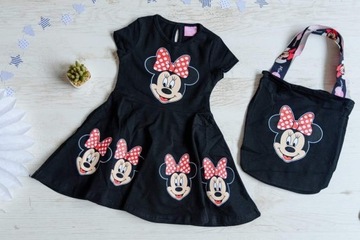 Sukienka bawełniana z Mini Mouse z torebką 140 cm