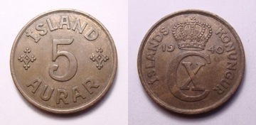 Islandia 5 aurar 1940 r.