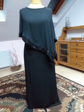 sukienka czarna z narzutką bonprix 48
