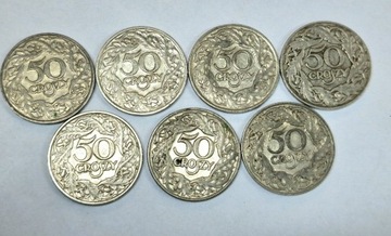 Polska, II Rp 7 x 50 groszy 1923r. Zestaw 2