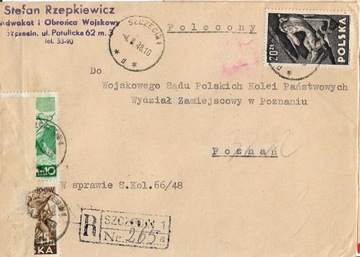 Koperta z 1948r Znaczek nr 440.