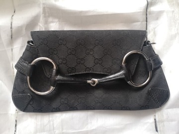 Gucci horsebit Vintage torebka czarna kopertowka