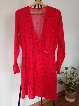 Czerwona sukienka w kwiatki Cars Jeans XL